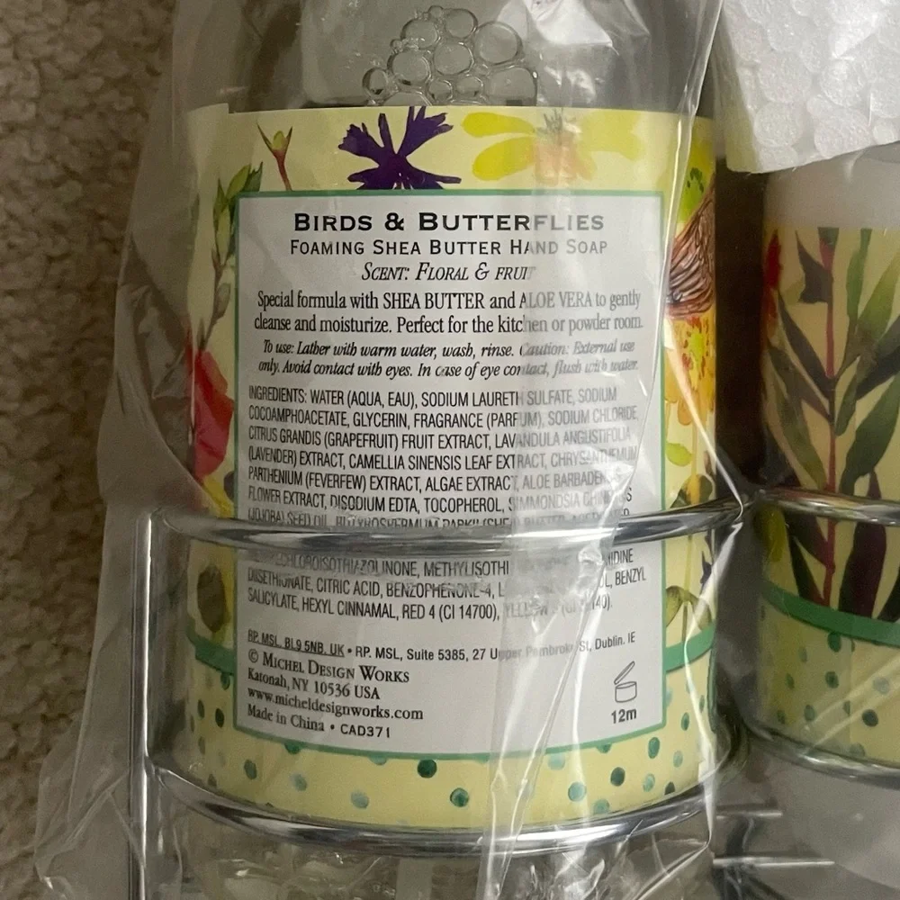 Michel Design Works Birds & Butterflies Soap and Lotion Handcare Caddy